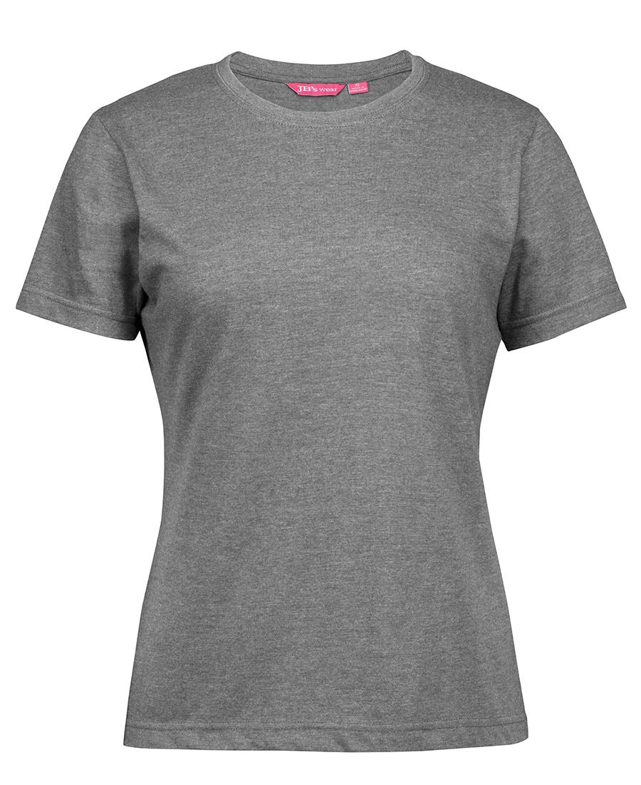 Plain Blank Ladies Fit T-Shirt (Grey Marle) - Size 12 (Slim Fit)