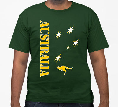 Aussie Sports T-Shirt (Bottle Green & Yellow Gold Print)