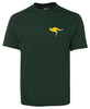 Flying Kangaroo Left Chest Logo T-Shirt (Bottle Green, Golden Yellow Print)