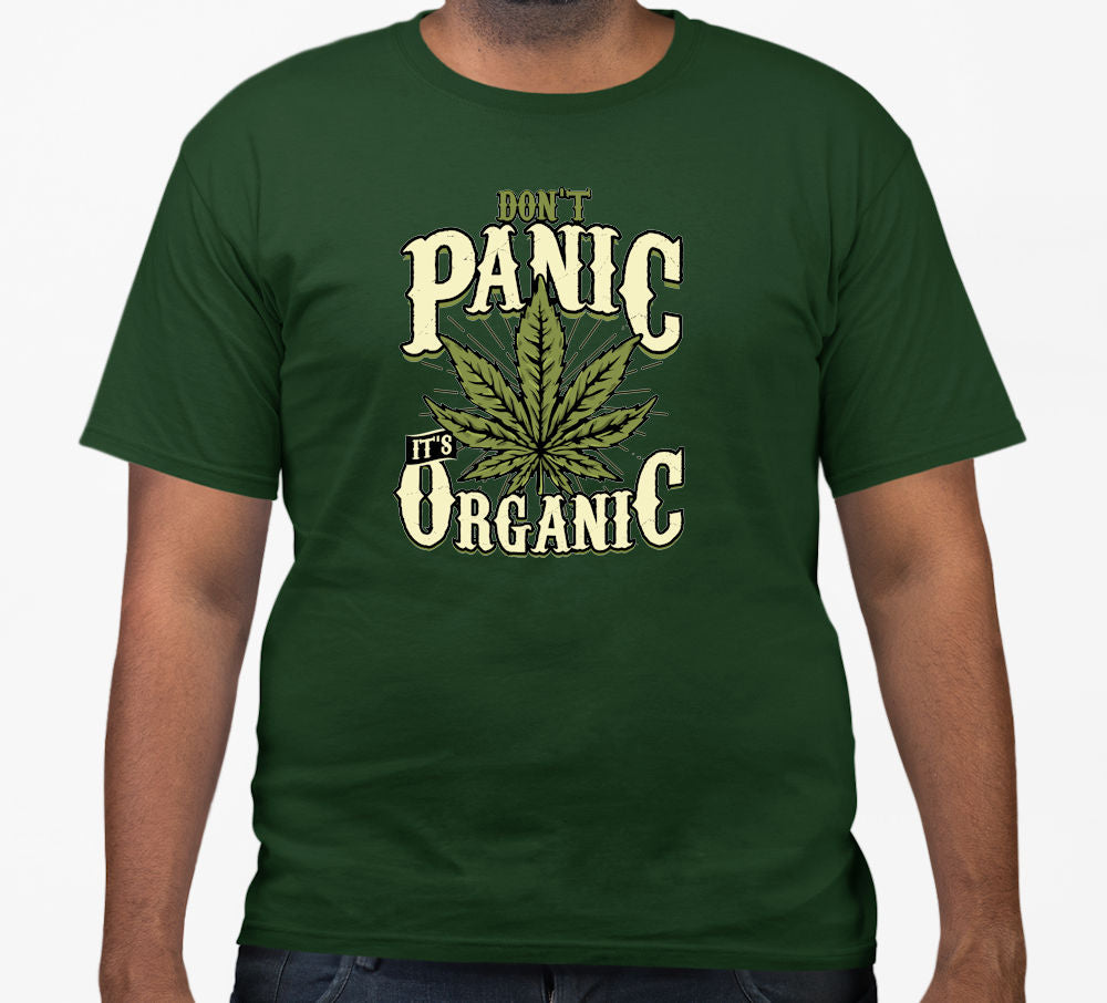 Don't Panic, It's Organic Pot T-Shirt (Bottle Green)