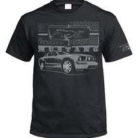 Ford Mustang Grille with Sleeve Print T-Shirt (Black)