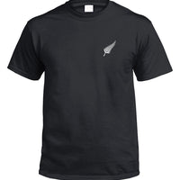 Silver Fern Small Left Chest Motif T-Shirt (Black, Regular & Big Mens Sizes)