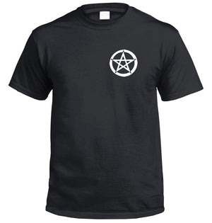 Pentacle Left Chest Logo T-Shirt (Black & White, Regular and Big Sizes)