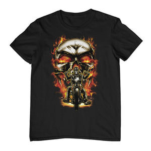 Biker Skull T-Shirt (Black, Regular and Big Sizes)