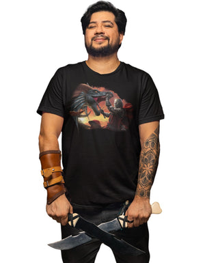 Dragon Slayer T-Shirt - Tom Wood Art (Black, Regular and Big Sizes)