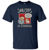 Santa Claus Is Coming Naughty Joke T-Shirt (Navy)