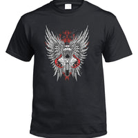 Guitar Skull Wings T-Shirt (Black, Regular and Big Sizes)