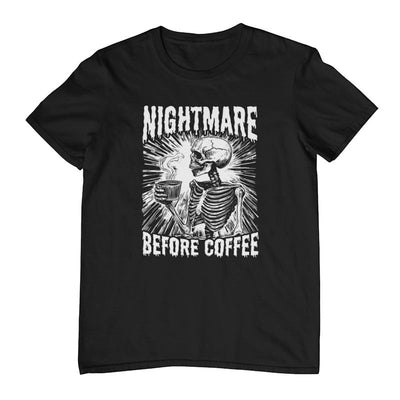 Nightmare Before Coffee Skeleton T-Shirt (Black, Regular & Big Sizes)