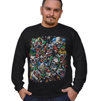 Colourful Evil Clowns Longsleeve T-Shirt (Black, Regular and Big Sizes)