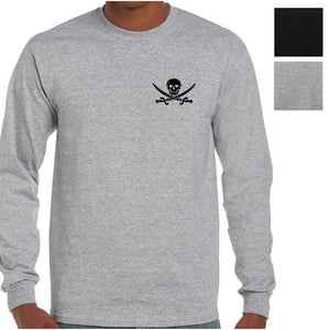 Skull & Crossed Swords Left Chest Pirate Logo Longsleeve T-Shirt (Colour Choices)