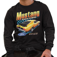 Ford Yellow Mustang Horse Power Longsleeve T-Shirt (Black)