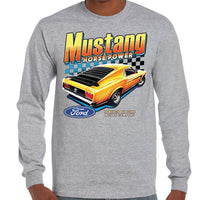 Ford Yellow Mustang Horse Power Longsleeve T-Shirt (Marle Grey)