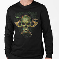 Celtic Skull Longsleeve T-Shirt (Black, Regular and Big Sizes)