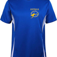 Australia Roo & Stars Left Chest Logo Sports Wear T-Shirt (Royal Blue, Grey/White Trim)