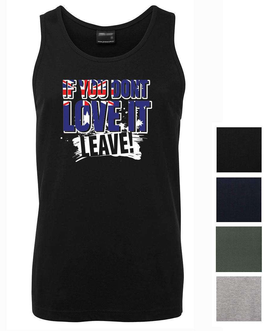 Love it or Leave Australian Flag Mens Singlet (Colour Choices)