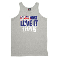 Love it or Leave Australian Flag Mens Singlet (Marle Grey, Regular Sizes)