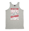 Without Trucks Australia Stops! Mens Singlet (Grey, Regular Sizes)