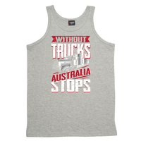 Without Trucks Australia Stops! Mens Singlet (Grey, Regular Sizes)