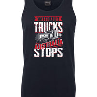 Without Trucks Australia Stops! Mens Singlet (Navy)