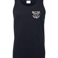 Warning Drop Bears Left Chest Logo Mens Singlet (Navy Blue)