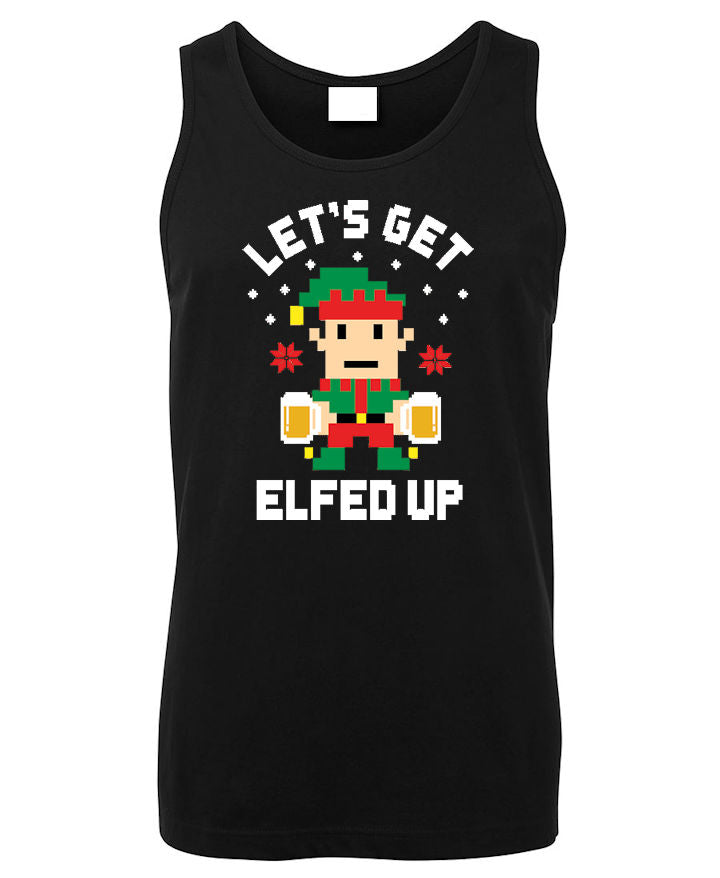 Let's Get Elfed Up! Christmas Mens Singlet (Black)