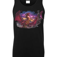 Unleashed Dragon - Tom Wood Art Mens Singlet (Black)