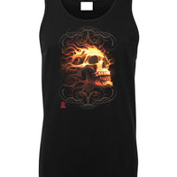 Fire Skull - Tom Wood Art Mens Singlet (Black)