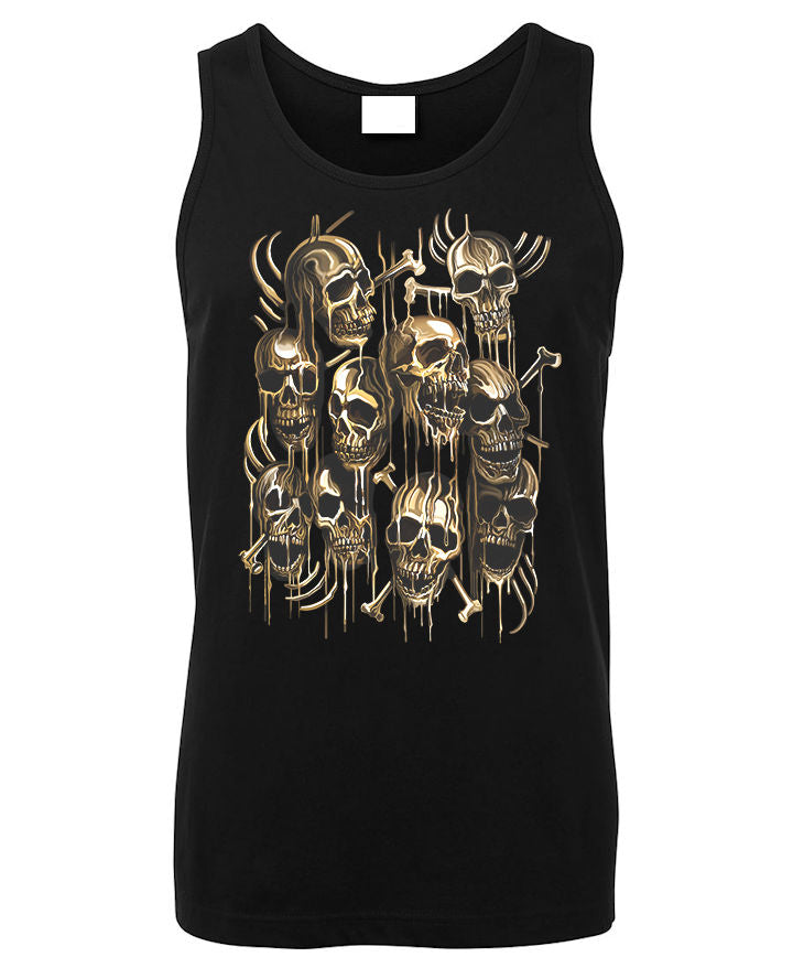 Gold Skulls Mens Singlet (Black)