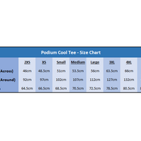 Podium Sports Tee Size Chart